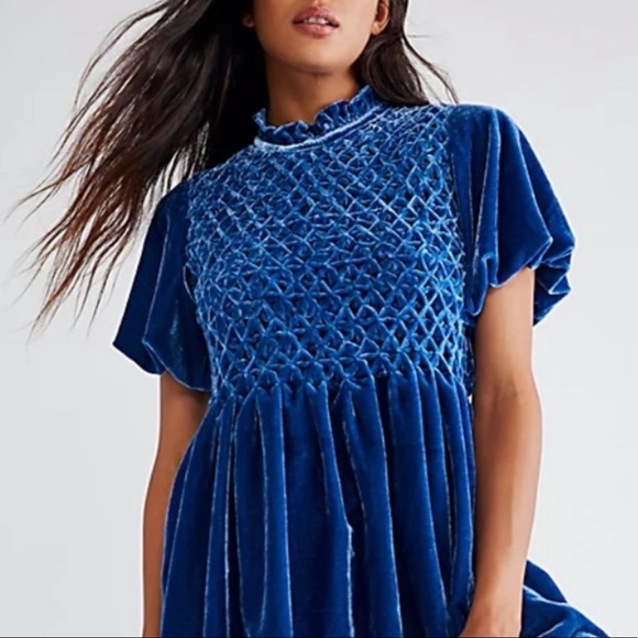 Free People Gum Drop Mini Dress Blue - Picture 2 of 16